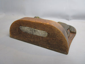 Cast Bronze And Oak Door Stop Antique Edwardian c1910