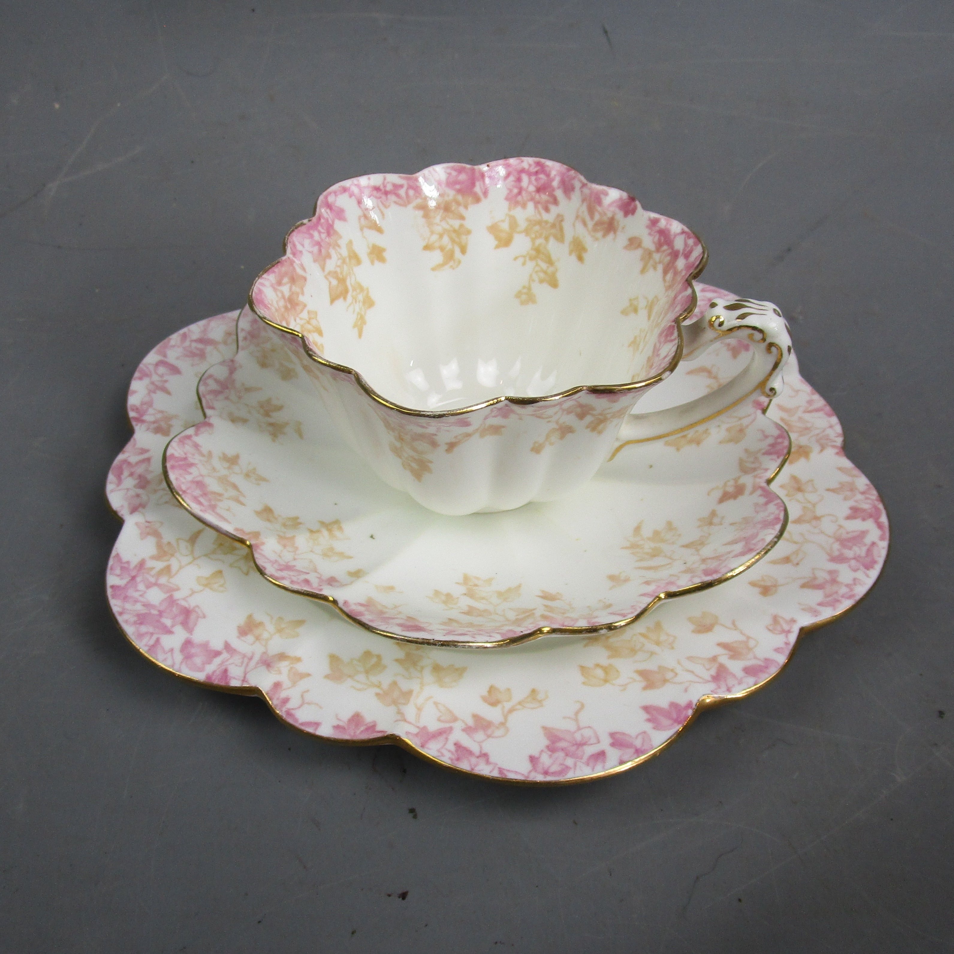 Bone China Charles Wileman Trailing Ivy Trio Antique Victorian