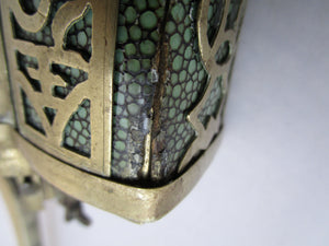 Chinese Brass And Shagreen Opium Waterpipe Antique Qing Dynasty c1900