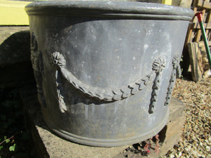 Circular English Lead Garden Planter Antique Victorian c1890