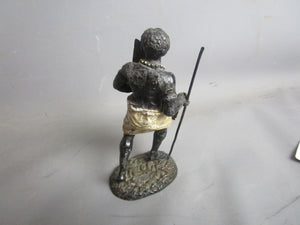 Cold Painted Bronze Tribal Warrior Figurine Antique Edwardian c1910