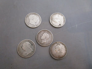 Collection Of Silver Shillings Various Dates Antique Georgian 1820-1899