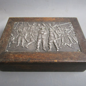 Continental Silver Mounted Box Cavaliers Preparing For Battle Antique Edwardian c1910