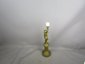 Converted To Electric Gas Cherub Putto Lamp Base Antique Victorian c1890