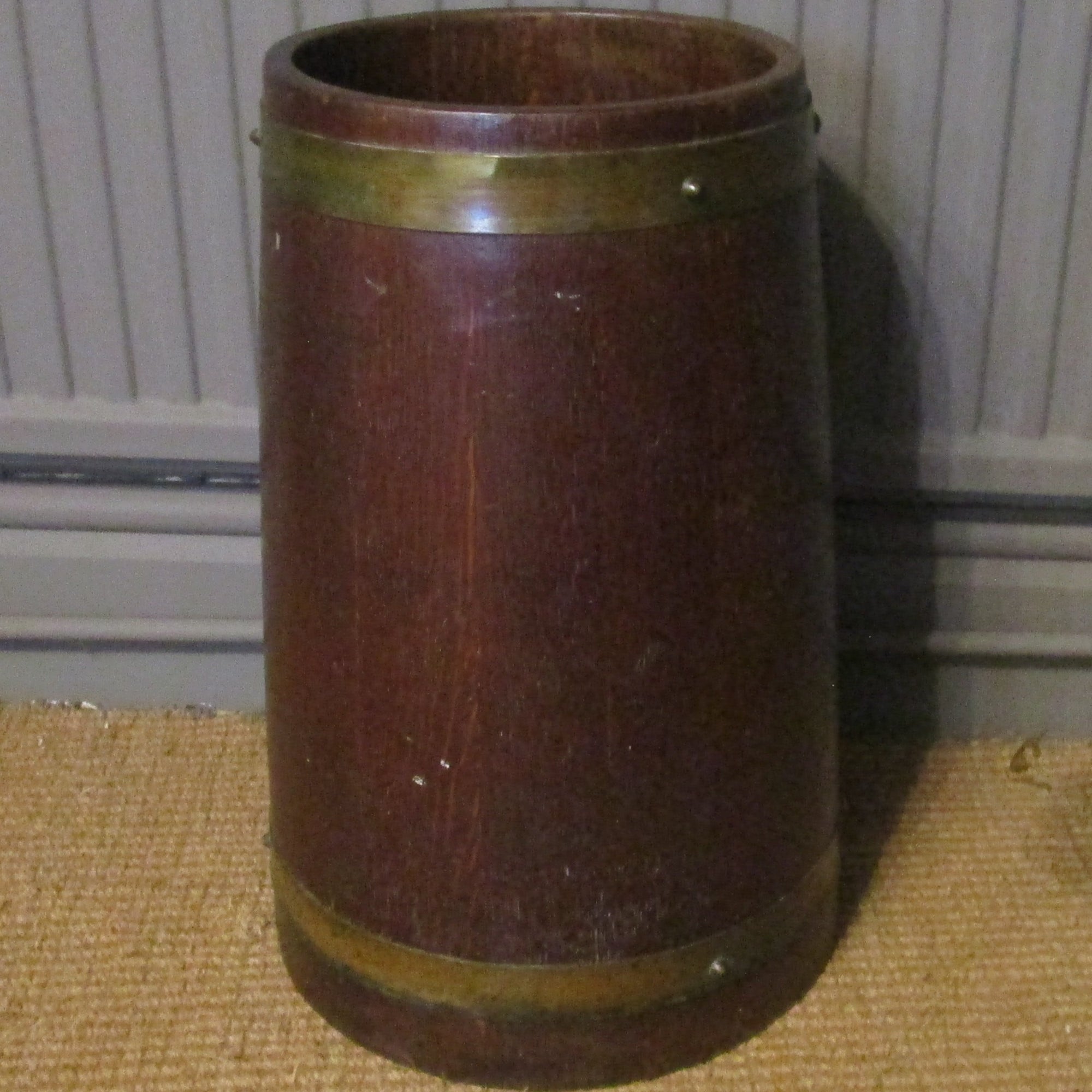 Coopered Oak Barrel Stick Stand Antique Victorian c1900