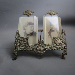 Rare Silver Washed Metal Bevelled Glass Ornate Union Photograph Picture Frame Antique Victorian Circa 1870