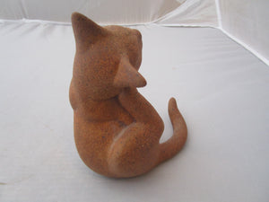 Early Suzie Marsh Pottery Scratching Cat Sculpture Vintage c1990