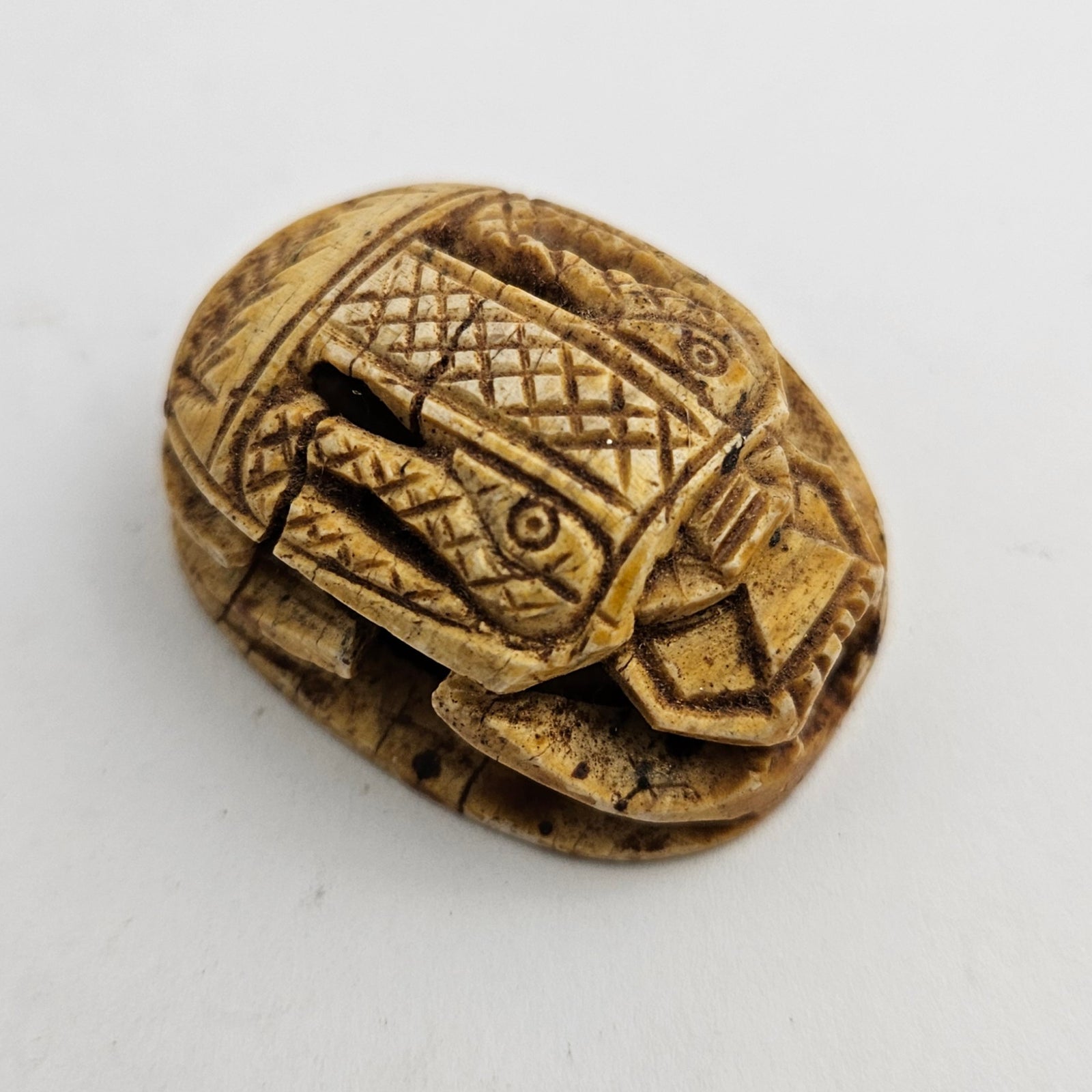 Egyptian Revival Pottery Scarab Beetle Bead Pendant