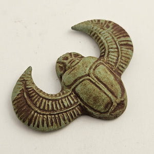 Egyptian Revival Turquoise Pottery Scarab Beetle Amulet Pendant