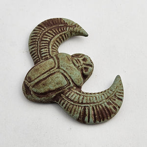 Egyptian Revival Turquoise Pottery Scarab Beetle Amulet Pendant