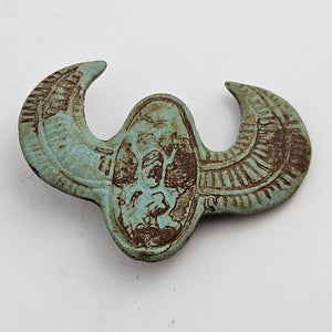 Egyptian Revival Turquoise Pottery Scarab Beetle Amulet Pendant