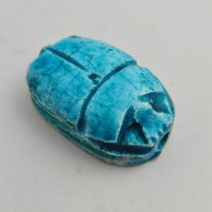 Egyptian Revival Turquoise Pottery Scarab Beetle Bead Pendant