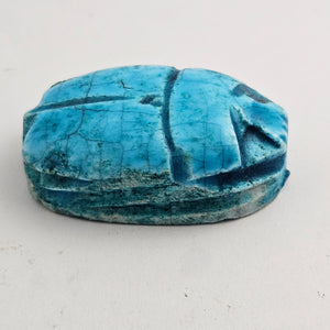 Egyptian Revival Turquoise Pottery Scarab Beetle Bead Pendant