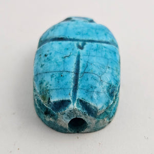 Egyptian Revival Turquoise Pottery Scarab Beetle Bead Pendant