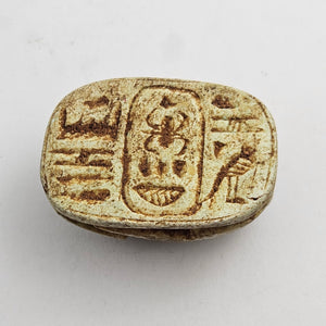Egyptian Revival Turquoise Pottery Scarab Beetle Bead Pendant