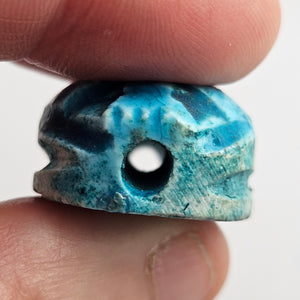 Egyptian Revival Turquoise Pottery Scarab Beetle Bead Pendant