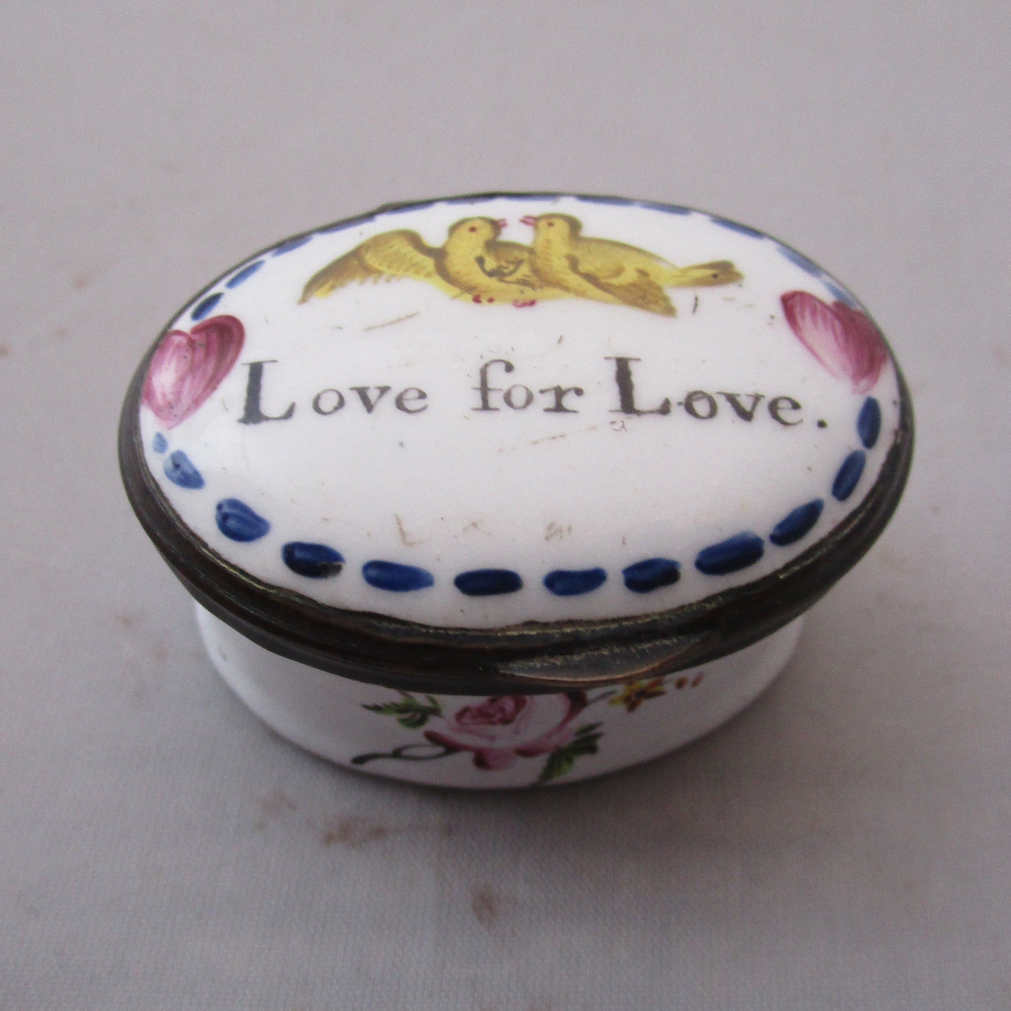 Enamel Patch Box Love For Love Antique Georgian c1800