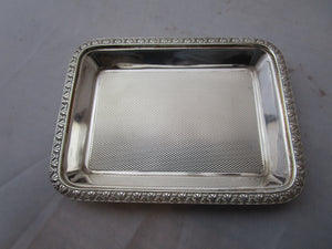Engine Turned Sterling Silver Pin Tray Vintage Art Deco London 1931