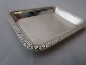 Engine Turned Sterling Silver Pin Tray Vintage Art Deco London 1931