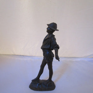 A Fine Bronze Figure Of A Young Peasant Boy Holding A Cane Behind His Back Antique Victorian 1880
