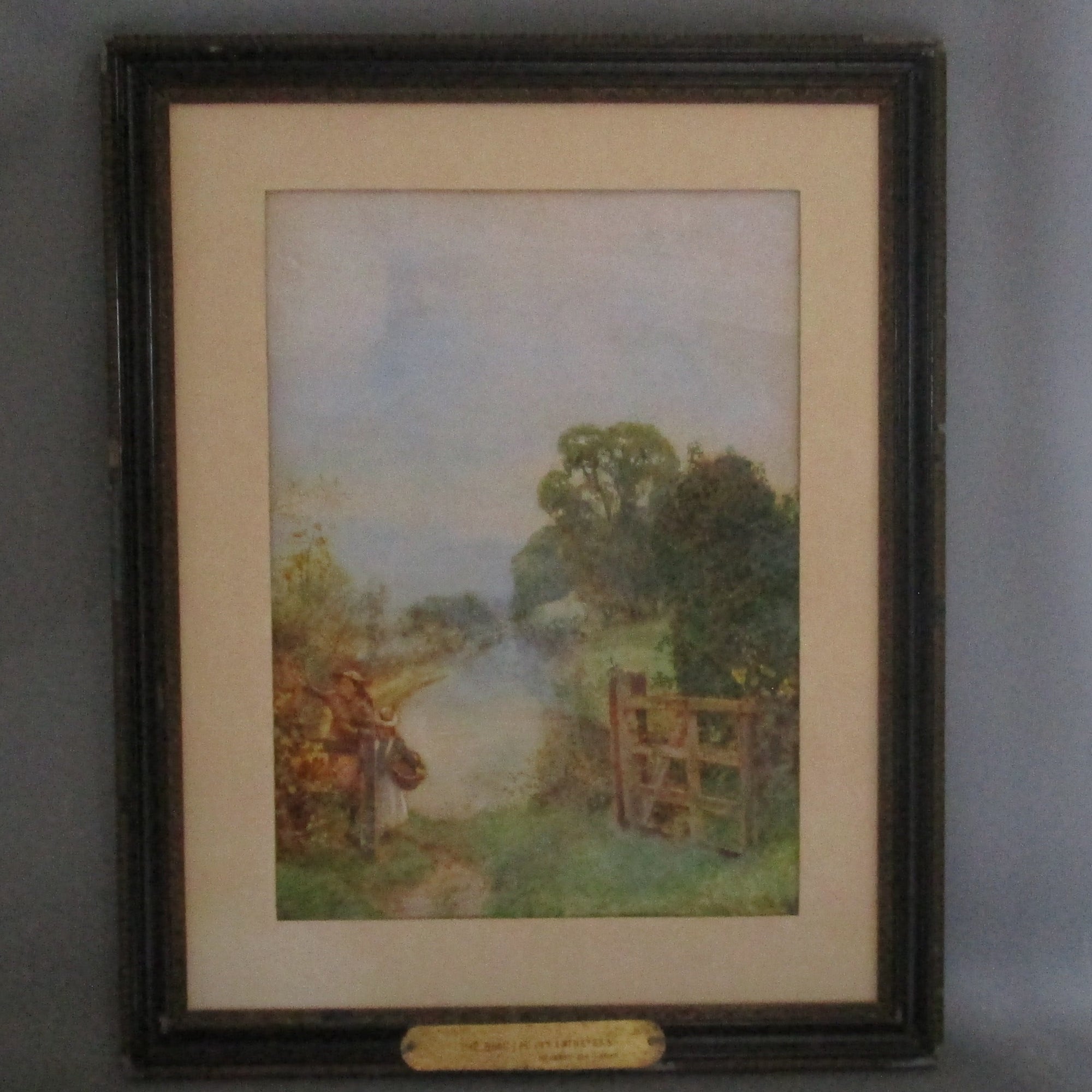 Framed Watercolour Paint Of The Blackberry Catherers  By Herbert Alexander Antique Victorian c1900