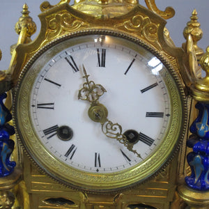 French Ormolu Mantle Clock With Severs Panels And Columns Howell And James Paris Antique Victorian c1860