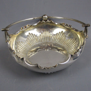 German 800 Grade Silver Bon Bon Basket with Handle Antique Victorian c1890