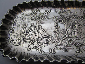 German 800 Grade Silver Trinket Tray Antique Victorian c1890