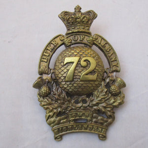 Scottish Glengarry 72nd Duke Of Albany's Own Highlanders Badge Antique Victorian 1874-1881