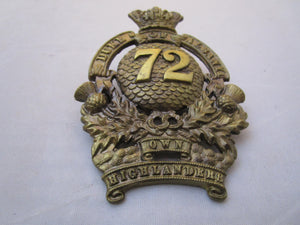 Scottish Glengarry 72nd Duke Of Albany's Own Highlanders Badge Antique Victorian 1874-1881