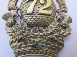 Scottish Glengarry 72nd Duke Of Albany's Own Highlanders Badge Antique Victorian 1874-1881