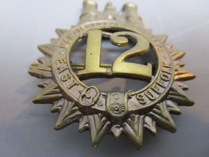 Glengarry Badge 12th East Suffolk Regiment On Foot Antique Victorian c1874