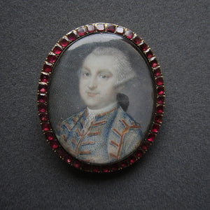 Gold Almandine Garnet Gouache Painted Memento Mori Brooch Georgian Antique c1775