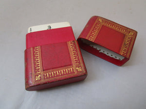 Gold Tooled Leather Playing Card Book Box Antique c1910