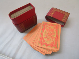 Gold Tooled Leather Playing Card Book Box Antique c1910