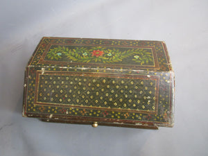 Hand Painted Anglo Indian Jodhpur Jewellery Casket Antique Victorian c1900