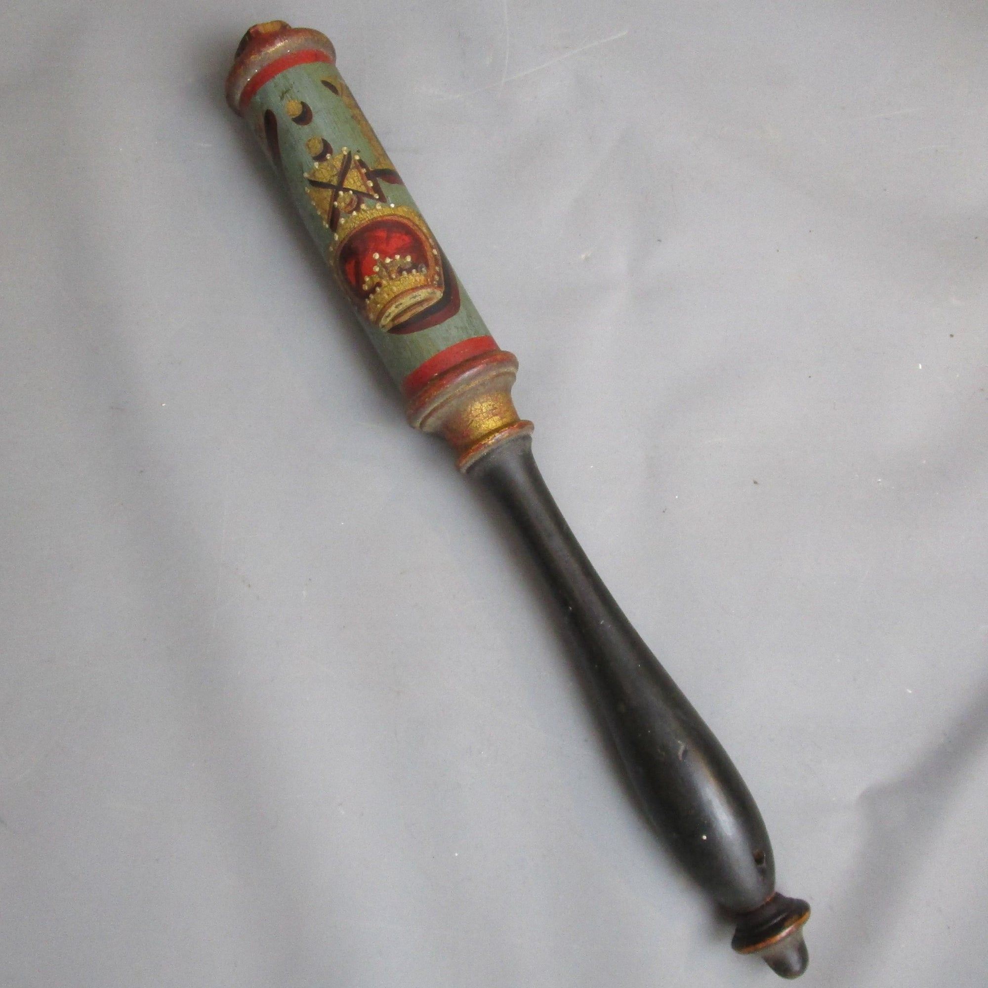 Hand Painted Turned Wood Police Truncheon Antique Victorian c1850