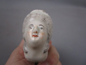 Hand Painted Continental Porcelain Pipe Of Aristocratic Lady Antique c1840