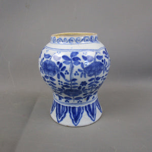 Early Blue & White Floral Design Delft Vase Antique Georgian c1790