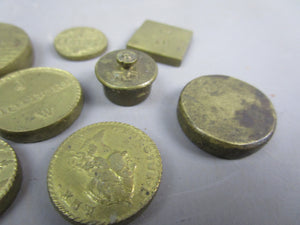 Collection Of Brass Coin Weights Inc Portuguese Moidore Antique c1800