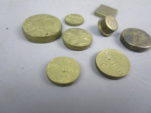 Collection Of Brass Coin Weights Inc Portuguese Moidore Antique c1800