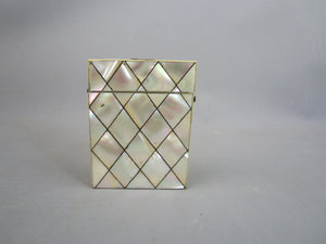 Hand Carved Mother Of Pearl Card Case With Floral Decoration Antique Victorian c1890