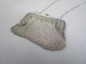 Sterling Silver Clasped Ladies Mesh Purse Antique Edwardian c1910
