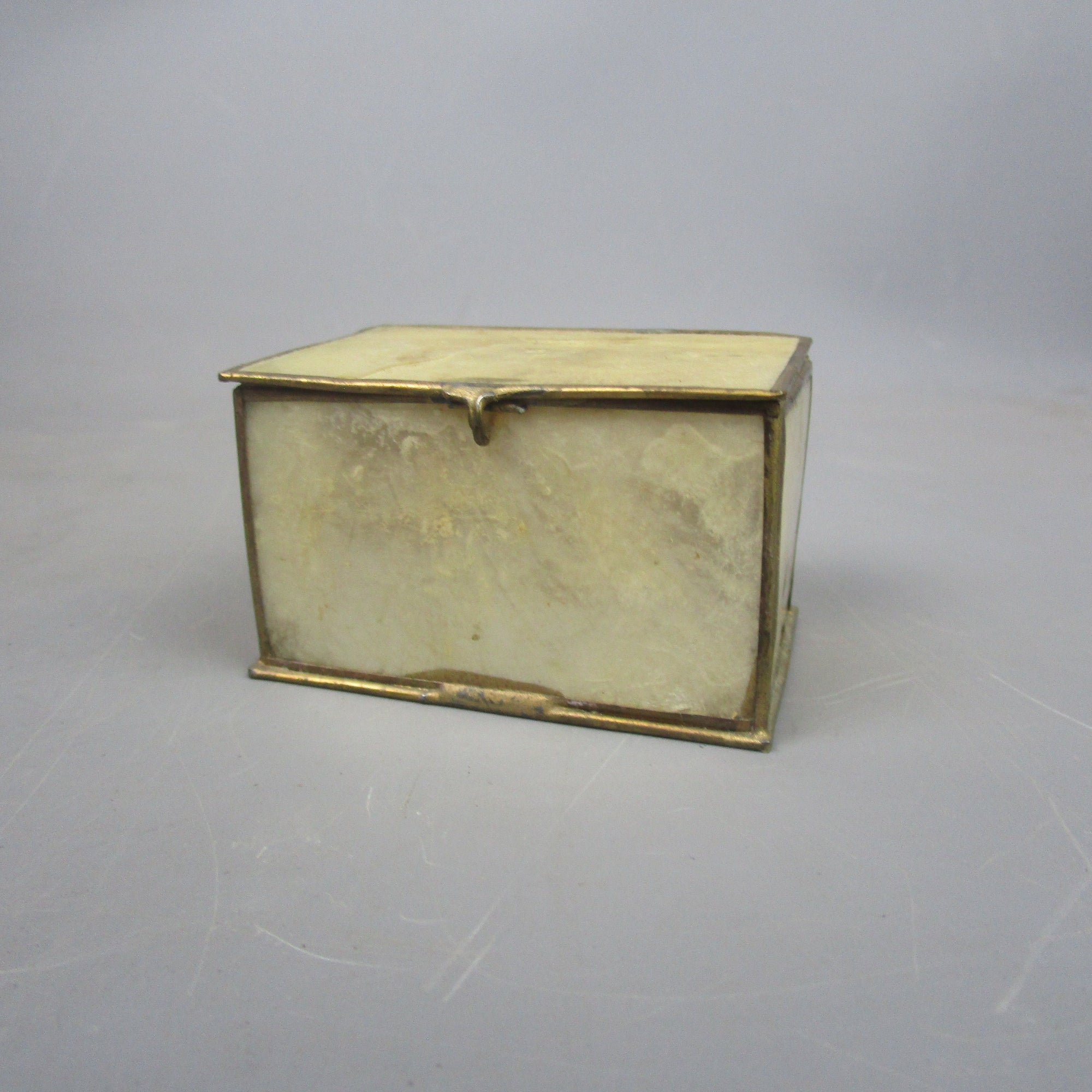 Hand Made Miniature Sea Shell & Brass Trinket Box Antique Victorian c1890