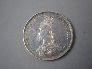 Silver Victorian Shilling Coin Dated 1887