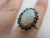 Fiery Opal and Sapphire 18k Gold Ring Vintage Art Deco Size UK O