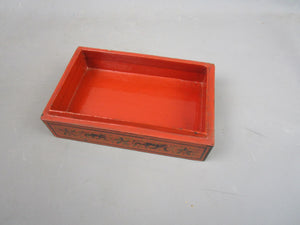 Hand Painted Wooden Burmese Orange & Black Trinket Box Vintage c1960
