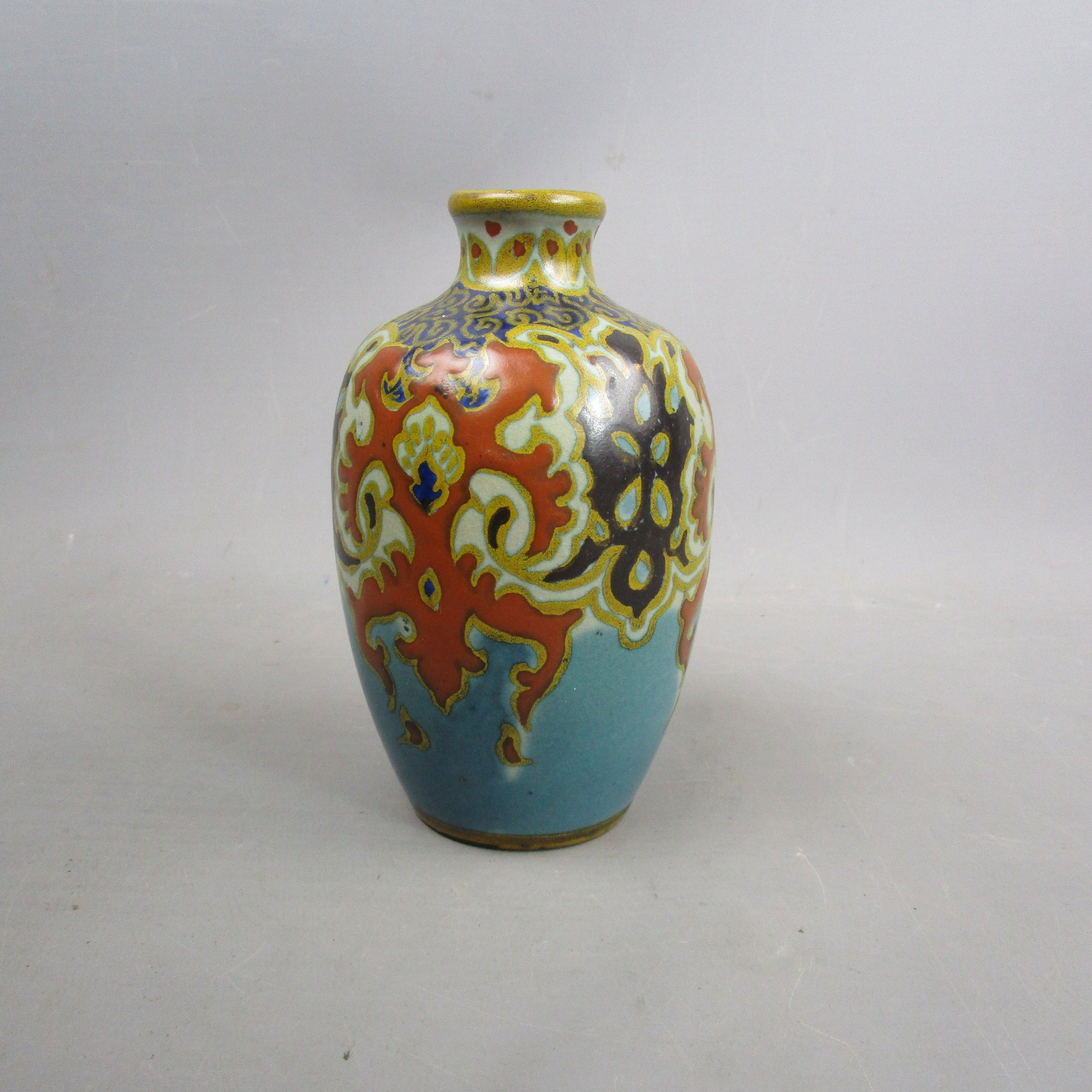 Hand Painted Gouda Holland Abstract Design Ceramic Vase Vintage c1970