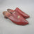 Hand Made Red Leather & Wooden Ladies Clogs Antique c1900
