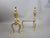 Pair Of Twin Footed Brass Fire Dog Andirons Antique Victorian c1860